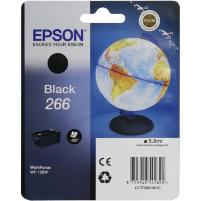 Картридж струйный Epson T266 C13T26614010 чер. для WF-100, 1043457