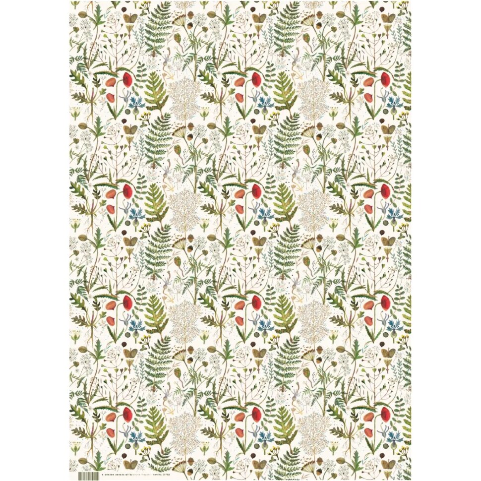 Бумага упаковочная FLORA.ЛУГОВЫЕ ТРАВЫ, 50 х 70 см (4 листа) 2-794/01, 2458808