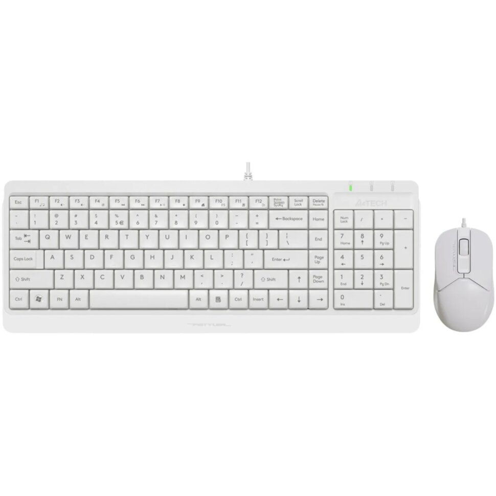 Набор клавиатура+мышь A4Tech Fstyler F1512 клав:белый мышь:белый USB, 1557519