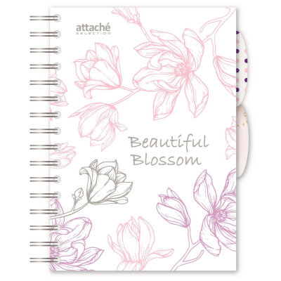 Бизнес-тетрадь А5,140л,кл,спир,плас Attache Selection Flower DreamsBlossom, 1059960