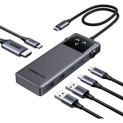 Разветвитель USB Ugreen CM888(35998)UNO6in1 4K@60Hz USB-C/HDMI/USB-A/PD сер, 2226837