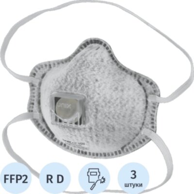 Полумаска фильтрующая UNIX Air 612V FFP2 R D/В0/Е0 3шт/уп, 1688231