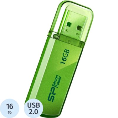 Флеш-память Silicon Power Helios 101 16GB USB 2.0, зеленый, алюминий, 1594866
