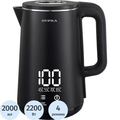 Чайник SUPRA KES-1888DP, 2л,2200ВТ, черный, 2407515