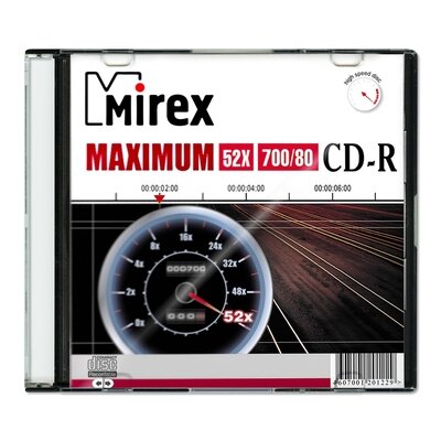 Носители информации CD-R, 52x, Mirex Maximum, Slim/1, UL120052A8S, 838851