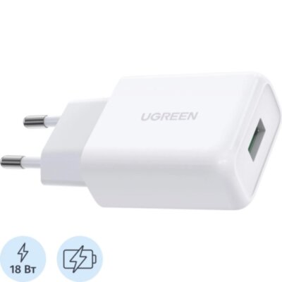 Зарядное устройство UGREEN USB-A QC 3.0 18W Charger CD122 (White) (10133), 2011283