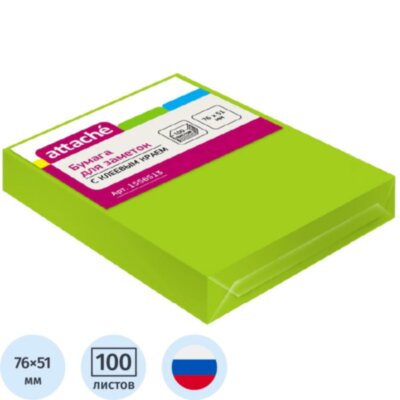 Стикеры Attache с клеев. краем 76х51, неон, зеленый 100л, 1556513