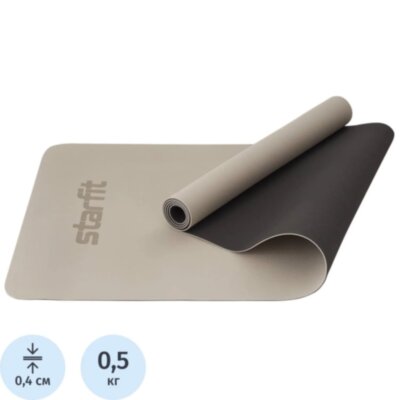 Коврик для йоги STARFIT FM-201 TPE, 0,4 см, 183x61см, черн/сер, ЦБ-00001689, 2003228