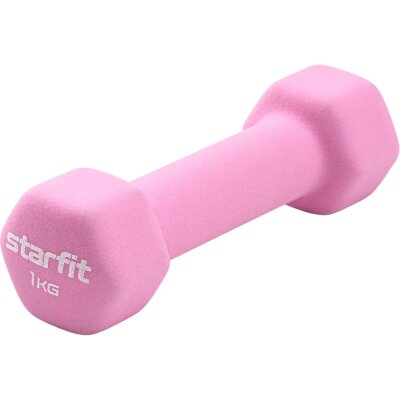 Гантель неопреновая STARFIT DB-201 1 кг, розовый пастель., ЦБ-00001426, 2577053