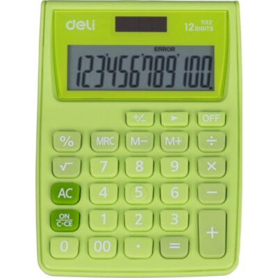 Калькулятор карманный Deli E1122, 12-р, дв.пит., 120x86мм, зеленый, 1791541