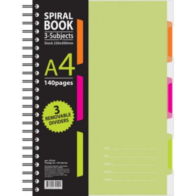 Бизнес-тетрадь 140л,кл,А4,SPIRAL BOOK Салатовый,евросп,обл.пл,раздел.84102, 737335