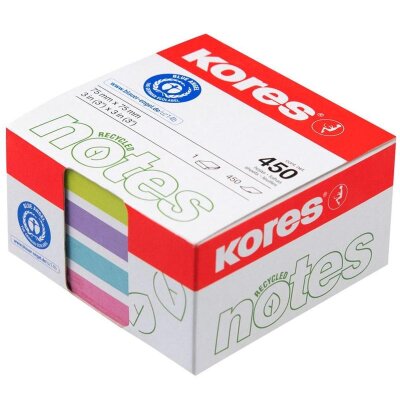 Стикеры Kores CUBO пастельный бум.для зам. 75х75 450л в карт кор 4цв 47463, 1536756
