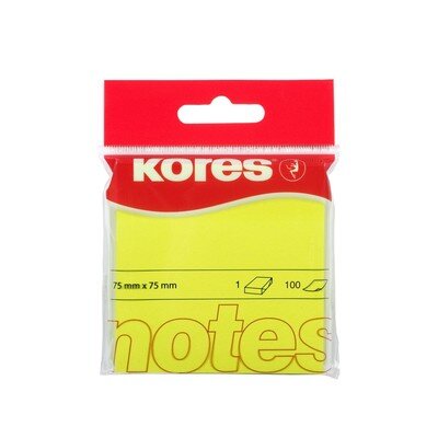 Стикеры Kores бум.для зам. 75х75 неоновая желтая 100л. '47076/47093, 330460