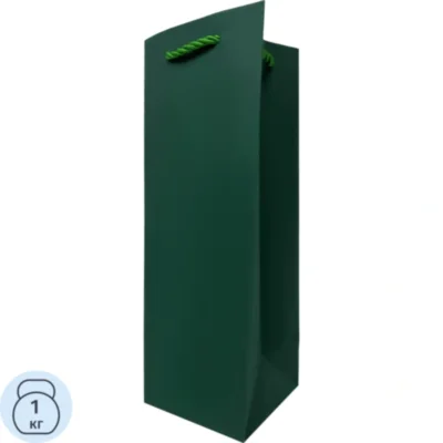 Пакет подарочный под бутылку ТК ММ SPB26-Green 36x12x12 см, 2502781