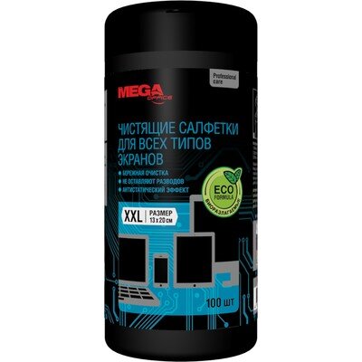 Салфетки д/экранов Luscan, туба, 100 шт, XXL, 13х20, 451873