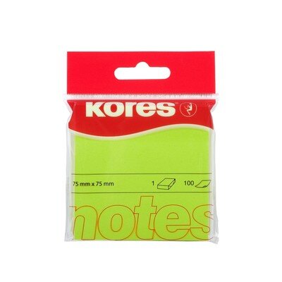 Стикеры Kores бум.для зам.75х75 неон. зеленая100л'47075(47077/47075)/47092, 330458
