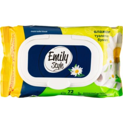 Бумага туалетная влажная Emily Style растворяющаяся,с крышкой 72шт/уп, 1987013