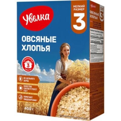 Хлопья Увелка овсяные быстрые, 400г, 1448894