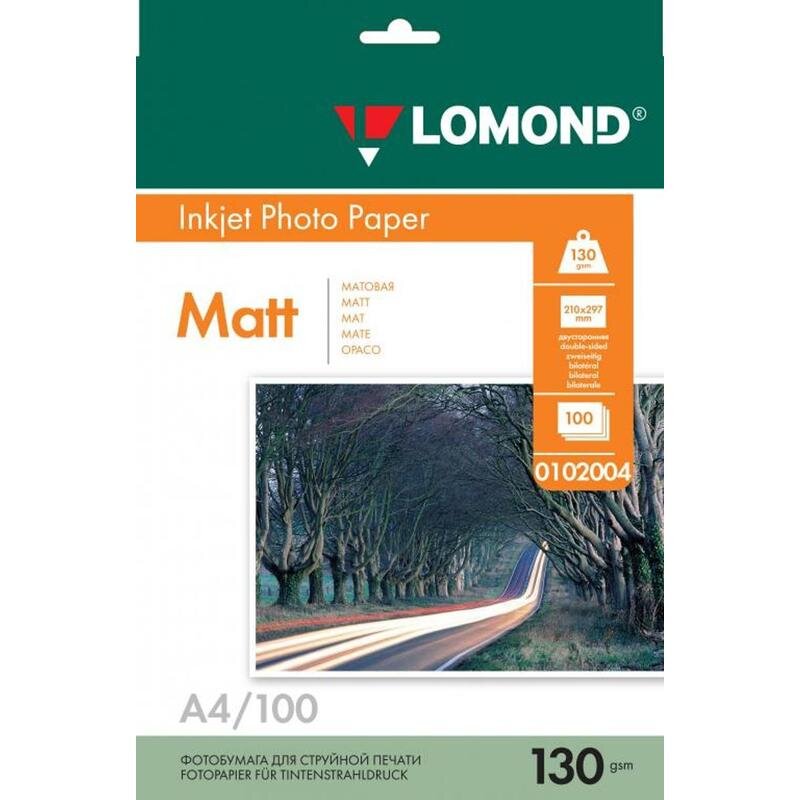 Фотобумага LOMOND двусторонняя матовая 130г A4 100л 0102004, 1209960