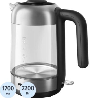 Чайник Philips HD9339/80, 2200Вт, 1,7л, стекло/нерж/черн. пластик, 1898943