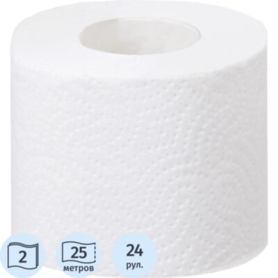 Бумага туалетная JOYeco 2сл натур бел вторич втул 25м 24рул/уп, 2326067