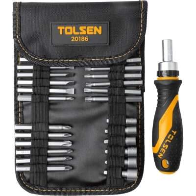 Набор бит 1/4, PH, PZ, Hex, Torx, Slotted, 26 предметов TOLSEN TT20186, 1955492