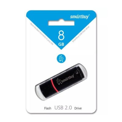 Флеш-память Smartbuy Crown, 8Gb, USB 2.0, чер, SB8GBCRW-K, 445904