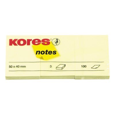 Стикеры Kores бум.для зам. 50х40 желтая 100л. 3шт./уп. &amp;#039;46050, 63470