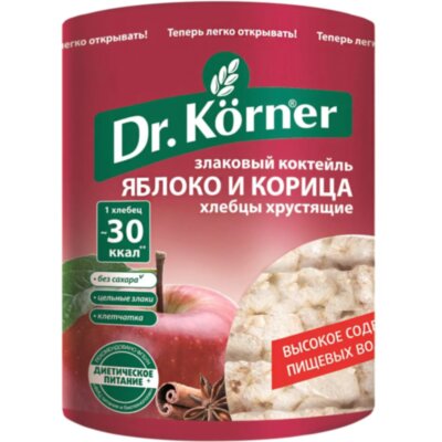 Хлебцы хрустящие Злаковый коктейль яблочный с корицей Dr.Korner 90 гр, 996721