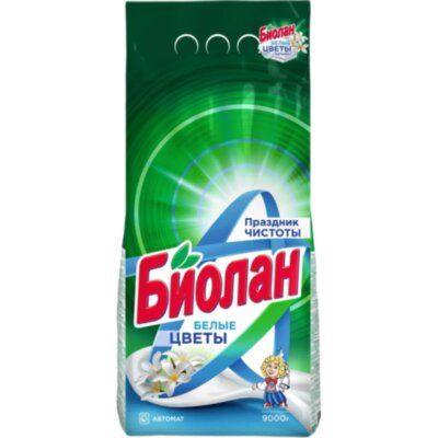 Порошок стиральный СМС Биолан Белые цветы Автомат 9000гр, 1560818