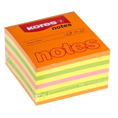 Стикеры Kores бум.для зам. 75х75 неон. гамма 4цв. 450л. 48465, 323476