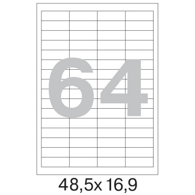 Этикетки самоклеящиеся  48,5х16,9 мм, 64 шт. на лист.А4 100л, 1212984