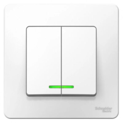Выключатель 2-клав. с подсв. 10А SE Blanca Белый (BLNVS010511), 1535979