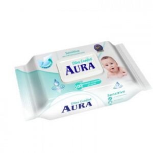 Салфетки влажные AURA для детей ULTRA COMFORT 100шт. с крышкой, 509996
