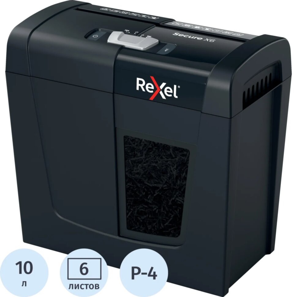 Шредер (уничтожитель) Rexel Secure X6 4ур.секр.,6лист,10л, 1416203