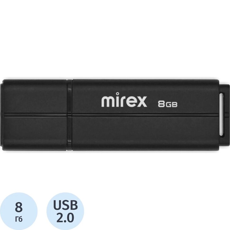 Флеш-память Mirex USB LINE BLACK 8Gb (13600-FMULBK08 ), 1835860