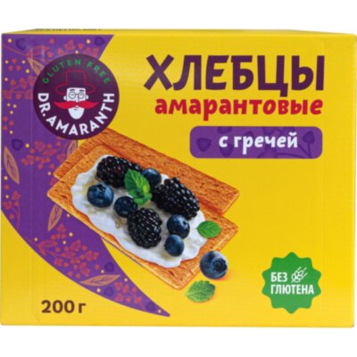Хлебцы Dr.AMARANTH амарантовые с гречей, 200г, 2493891