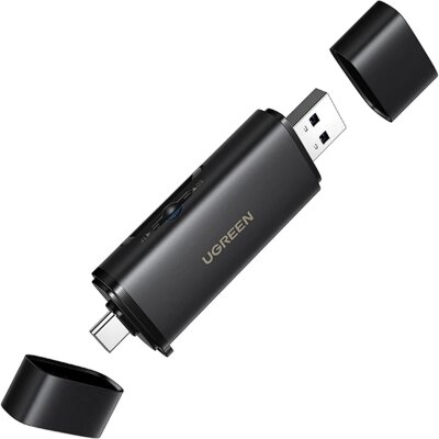 Картридер UGREEN CM803 (65024)на два слота 2-in-1 USB-C - USB-A SD черный, 2421328
