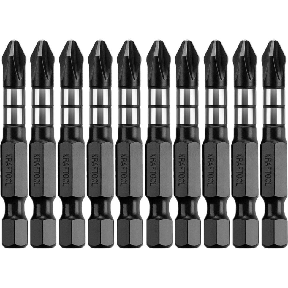 Бита KRAFTOOL Impact Pro PH2, 50мм, тип Е, 10шт/уп (26191-2-50-S10), 1711820