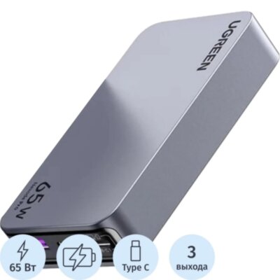 Зарядное устройство сет. UGREEN X753(25356)NexodePro 65W Ult.Slim сер, 2418873