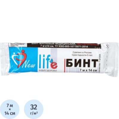 Бинт нестер. 7мх14см, Навтекс/Life  пл.32г 6498/8 ШК68168, 481321