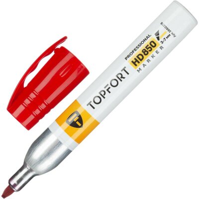 Маркер для агрессивной среды Topfort HD 850 красный 3-7мм скош. наконечник, 1660278
