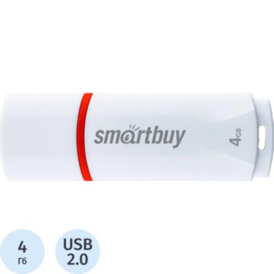 Флеш-память Smartbuy UFD 2.0 4GB Crown White (SB4GBCRW-W), 2454322