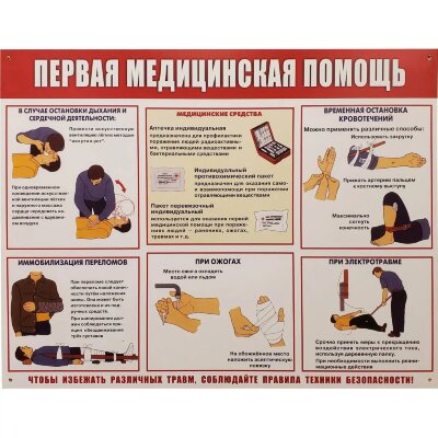 Информационный стенд-плакат Первая медпомощь 910х700 мм арт.945, 1662808