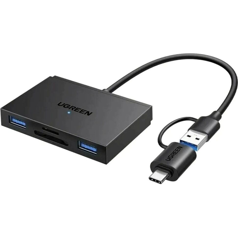 Картридер UGREEN CM812 (45167) 4-in-1 MicroSDxUSBxUSB-CxSDXCxSDHC черный, 2421329