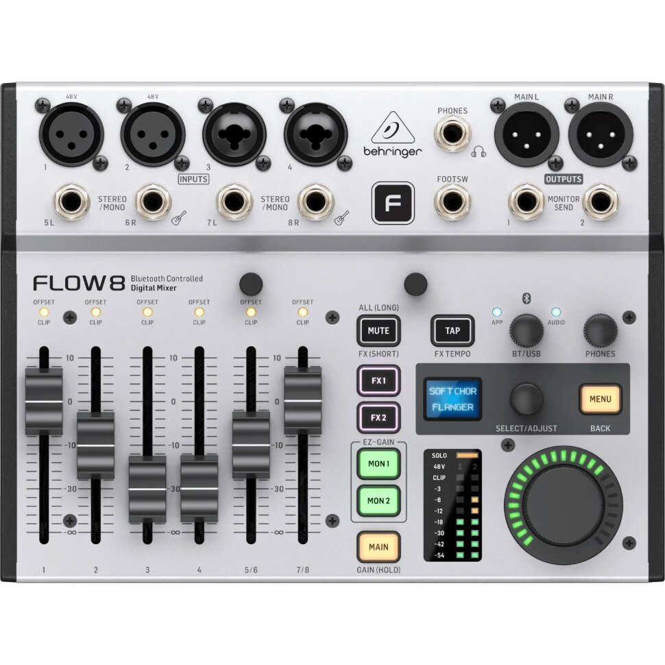 Микшерный пульт Behringer FLOW 8, цифровой, 8 кан, USB, Bluetooth, 2494509
