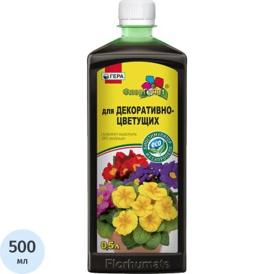 Удобрение ФлорГумат для Декоративно-цветущих 0,5л, 07006, 2472454