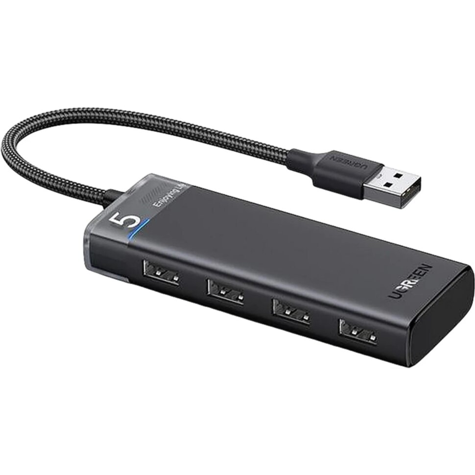 Разветвитель USB UGREEN CM653 (15548) 4-Port USB-A Hub, черный, 1951287