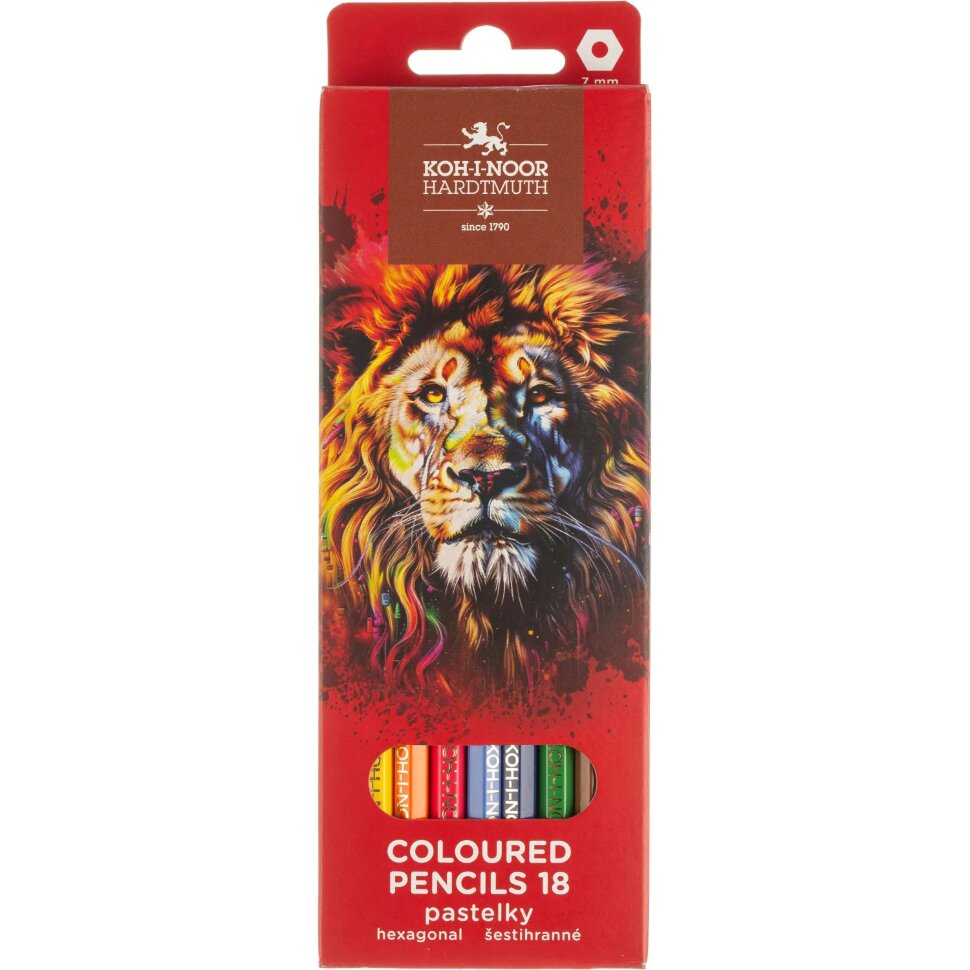 Карандаши цветные набор RED LION 3553, 18цв, картон.упак. с подвесом, 2527980