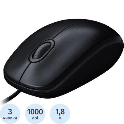 Мышь компьютерная Logitech USB  WIRED M100R DARK/GREY (910-006765), 1778387